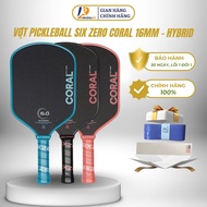 Genuine Six Zero Coral 16mm Hybrid Pickleball Racket - Cover Included