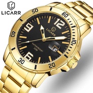 LICARR Brand Men's Watch Bussiness Metalic Original Waterproof Quartz Watches Calendar