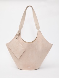 [Pomelo] กระเป๋าโท้ทพร้อมกระเป๋าเหรียญ - สี Beige/ Taupe