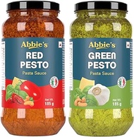 Abbie's Pesto Green (Genovese), 190g + Pesto Red (Rosso) 190g, Pack of 1 Each