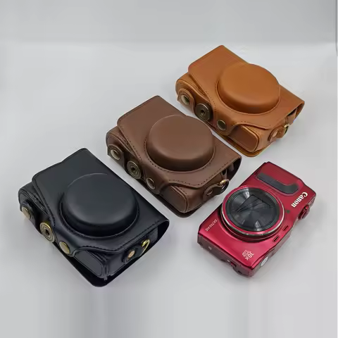 PU Leather Camera Case For Canon PowerShot SX710 SX710HS SX700 SX700HS Protective Bag Cover With Str