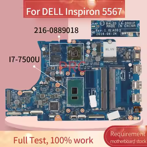 CN-0KFWK9 0KFWK9 For DELL Inspiron 15 5567 17 5767 Notebook Mainboard BAL20 LA-D801P I5/I7-7500U+ R7