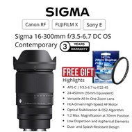 (READY STOCK)SIGMA 16-300MM F/3.5-6.7 DC OS CONTEMPORARY LENS FOR SONY E/CANON RF/FUJIFILM X (3 YEAR
