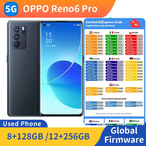 oppo Reno 6 pro 5G Android Smartphone ROM 128GB/256GB 64MP camera 4500 Battery used phone