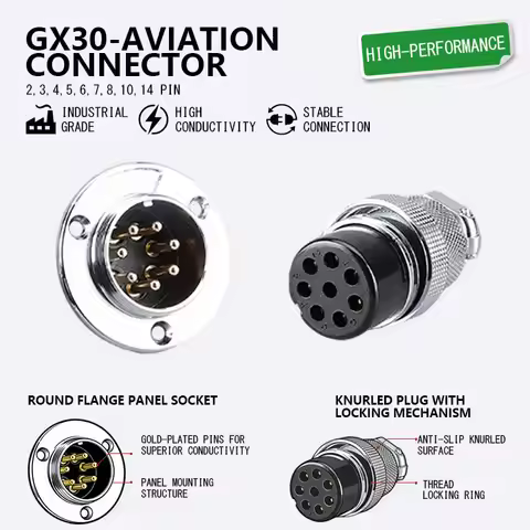 GX30 2/3/4/5/6/7/8/10/14 Pin Male Female Butting Wire Cable flanged Socket Plug Panel Connector