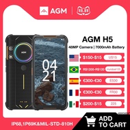 NEW AGM H5 Android12 Rugged Smartphone 7000MAH IP68/IP69K Cell Phone 3.5W Loud Speaker Night Vision 