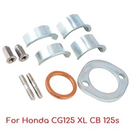 Chrome Exhaust Muffler Collets Collars Clamp Holder Kit For Honda CG125 XL CB