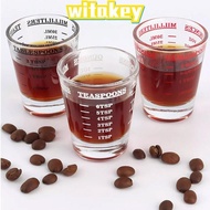 WITAKEY Espresso Shot Glass, Heat Resistant 60ml Shot Glass Measuring Cup, Replacement Universal Espresso Essentials Coffee Measuring Glass