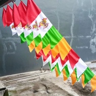 MERAH 7.7 COLORFUL AND PLAIN RED AND WHITE PENDANT FLAGS AND GARUDA