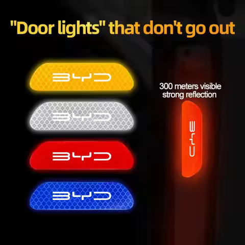 4Pcs Car Door Sticker Safety Warning Reflective Mark For BYD Atto 3 E6 Tang F3R Qing Yuan I3 S7 G3 M