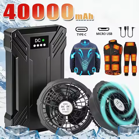 Portable Mobile External Spare Battery 30000mAh or 40000mAh DC Power Bank 5V 12V Vest Cooling Fan Ou