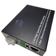 2.5G SFP Port Transceiver Media Converter,20km SM,RJ45 100M/1000M/2.5G Adaptive,Full/Half Duplex,Ins