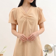 MKY CLOTHING MIDI DRESS LINEN V NECK