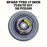Spare Tyre 17 Inch Inci 5H PCD100 ( T145/70 D17 ) Toyota Wish Caldina Prius Subaru Forester Legacy /