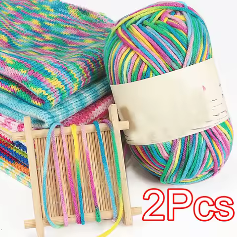 2Pcs total 100g Hand knitting Milk Cotton yarn section dyed Crochet Yarn Hook Shoes bag line Knit sw