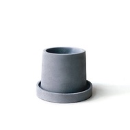 (現貨) 墨黑系列 | 圓形純色深灰水泥盆器底盤兩件組