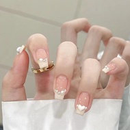 Pink and white rhinestone fake nails Z760, Nailbox, Pretty Nails