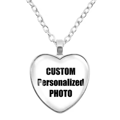 New Personalized Custom Pendant Peach Heart Necklace Glass Pendants Mum Dad Baby Grandpa Parents Cus