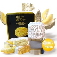 [Gin Thye] Mao Shan Wang Durian White Snowskin Mooncake 4Pcs with Tin Box Snow Skin
