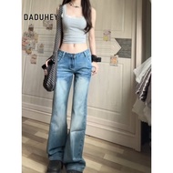 DaDuHey Hot Girl Low Waist Skinny Jeans Straight Wide Leg Slimming Draping Mopping Pants Jeans For W