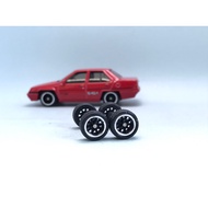 Z091 Tayar Getar Rubber wheels 1/64 Hot wheels BBS Black Chrome Line 10mm Medium Axle Proton Saga