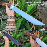 golok sembelih bohler K110 30cm custom gagang burl jati