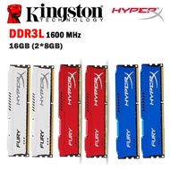 2ชิ้นเดสก์ท็อป DDR3L 8GB 1600MHZ 16GB (2*8GB) หน่วยความจำสำหรับเล่นเกม PC3L-12800 DIMM 1.35V 240พิน RAM HyperX FURY โมดูลหน่วยความจำใหม่ราคาถูก