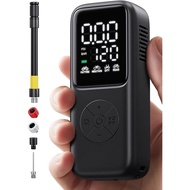 Mini Electric Bike Pump,120 PSI Bike Pump Portable with Guage Auto Stop, Bicycle Pump with Presta an