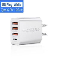 New Product 3USB+TYPE-C Multi-Port Charger PD American Standard European Power Adapter 4-Port Charging Head