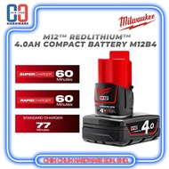 MILWAUKEE M12 RED LITHIUM-ION 4.0AH BATTERY ONLY-(B4 ASIA 4.0AH)