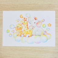 シャボン玉遊びイラスト ポストカード ２枚セット