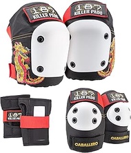 187 Killer Pads Skateboarding Knee Pads, Elbow Pads, and Wrist Guards, Six Pack Pad Set