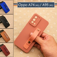 Oppo A74 4G / A95 4G Plain DIY Ring I-Ring Back Silicone Case TPU Soft Cover Casing Mobile Stand Hou