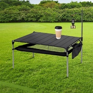 [countless1.sg] Portable Grill Table Camping Aluminum Alloy Table with Light Pole Collapsible Picnic Table Multifunctional Barbecue Picnic Table
