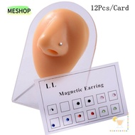 MESHOP 12pcs/Card Magnet Earring Jewelry Non Pierced Magnetic Nose Ring