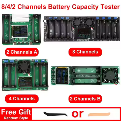 8/4/2 Channels 18650 Battery Capacity Tester MAh MWh Digital Display Lithium Battery Measurement Pow