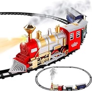 Classic Train Set for Kids with Smoke, Realistic Sounds, 3 Cars and 11 Feet of Tracks (13 pcs) colors may vary