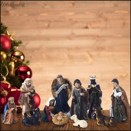Zone 11pc Mini Nativity Scene Figurine Set Holy Family Scene Resin Miniature Figurine