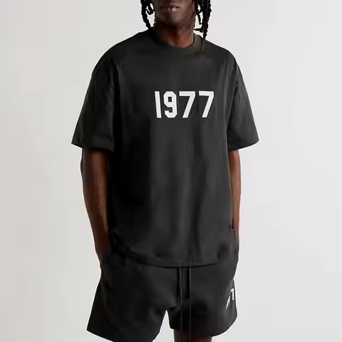 New 1977 short sleeved unisex couple T-shirt loose American high street trend FOG