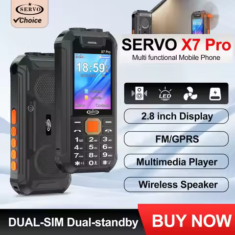 SERVO X7 PRO Multi Function 2G Mobile Phone 2 SIM Auto Call Recording Fan Magic Voice Light Bar Blue