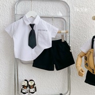 Set of white school shirts for boys and girls with pants and tie 8 to 26kg BERNIE 23B008