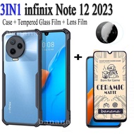 3in1 infinix note 12 2023 Shockproof Phone Case for infinix note 12 pro 5G 4G Ceramic frosted film+Camera lens film