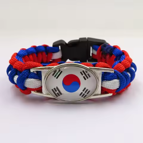 Customize South Korea National Flag Bracelet Charm Paracord Bracelets & Bangles Jewelry For Women An