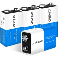 9V Batteries Carbon 9 Volt Battery for Smoke Detector 6F22 Square Battery, Long-Lasting, 4 Pack