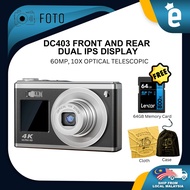 FOTO DC403 4K High-Definition DC403 Compact Camera Front and Rear Dual IPS Display 10X Optical Zoom