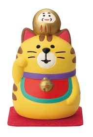 日本 DECOLE Concombre Fuku Mono系列公仔/ 頂著東西的招財貓/ 虎斑貓
