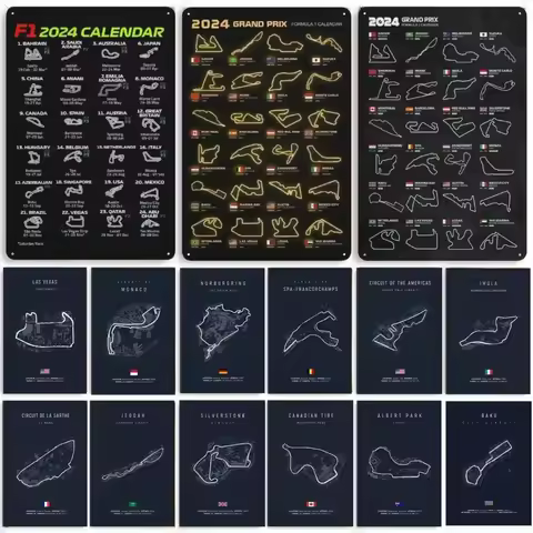 F1 Imola Monaco Track Circuit Formula 1 Wall Art Nordic Poster Aesthetic Motorsport Race Metal Tin S