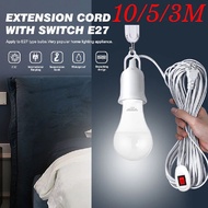 3M/5M/10M Light Bulb Extension Socket Lamp Bulb Holder with Switch LED Light Bulb Extension Socket