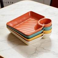 [Dickly] 4 Pieces Dumpling Plates with  Saucer French Fries  Trays Food Separator Dishes for Home Ki