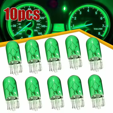 10Pcs T10 501 Green Wedge Bulbs Car Dashboard Gauge Instrument Incandescent Light Bulbs Universal Ca